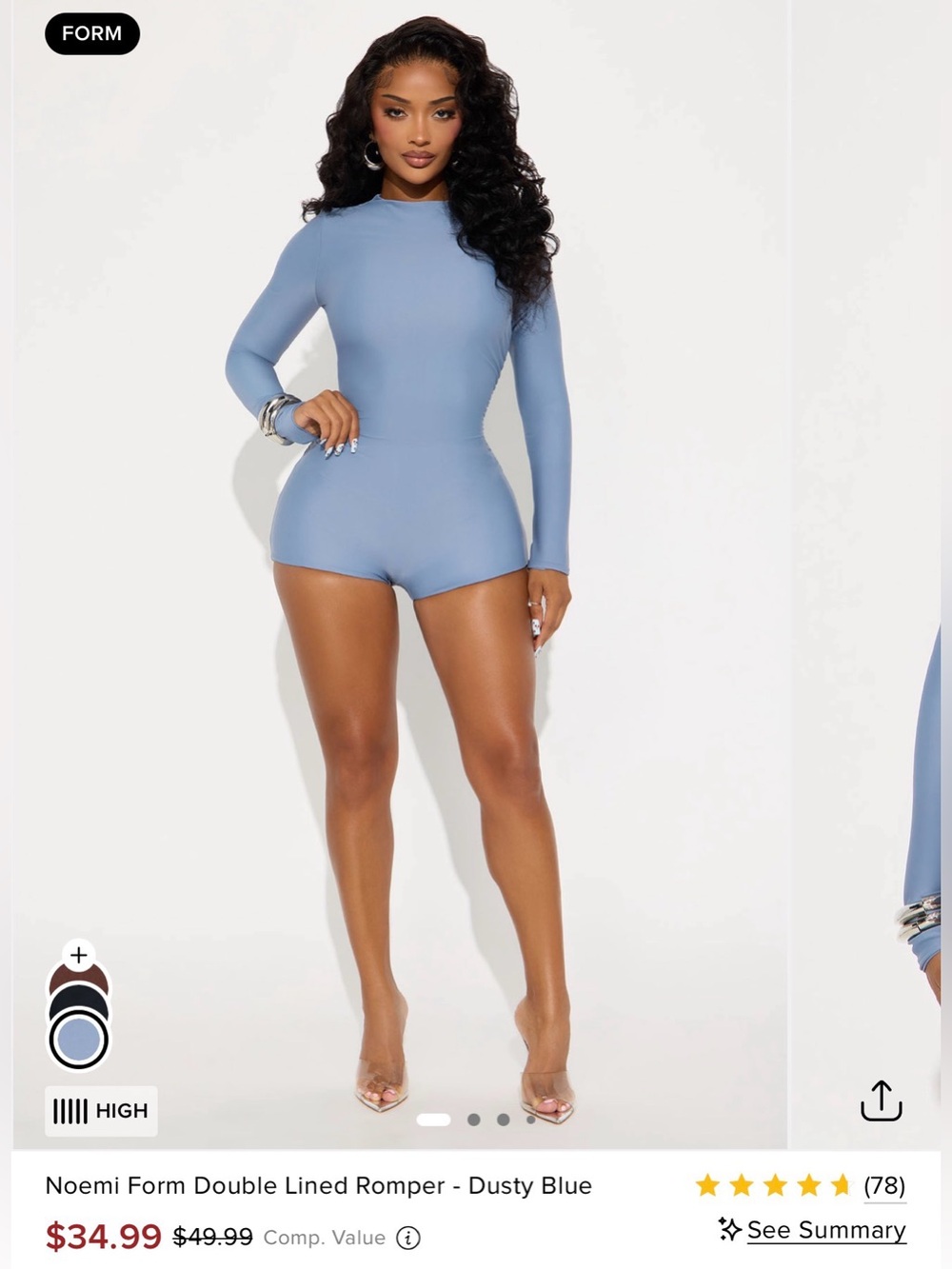 Form Double-Lined Romper - Dusty Blue
